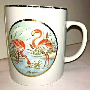 Mug Cup Lefton Pink Flamingos Water 1987 #08106